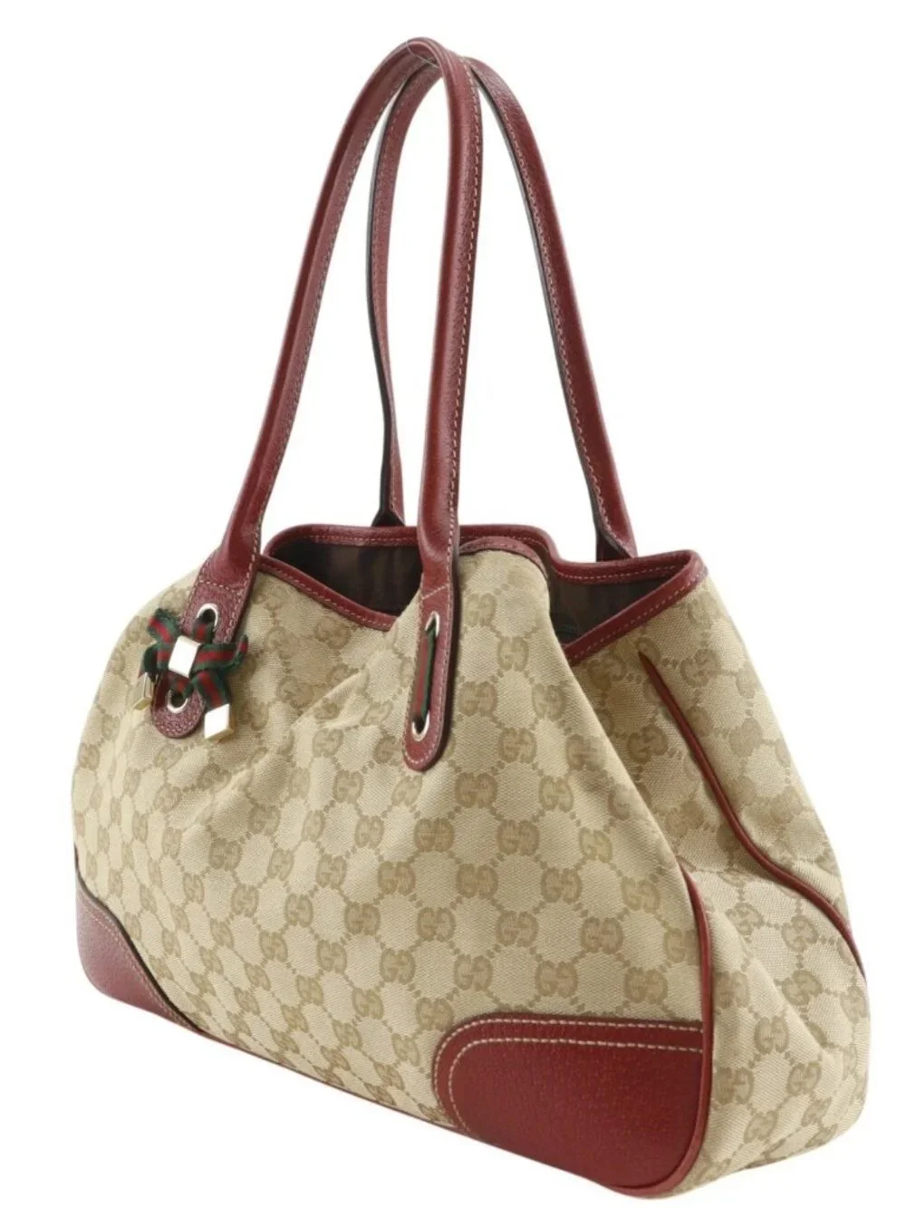 GUCCI Pretty Tote Bag 163805 Brown GG canvas ribbon Women - Picture 2 of 16